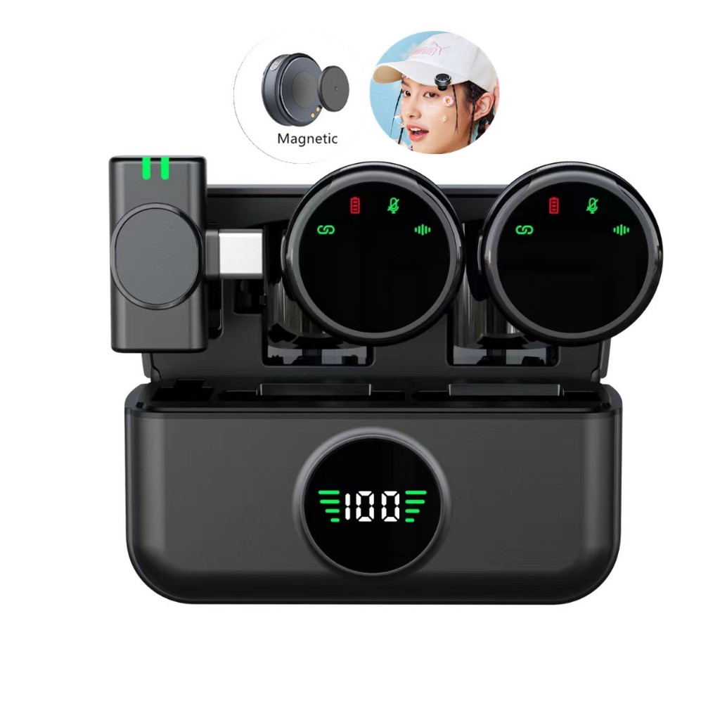 S5 2.4G แม่เหล็กไร้สาย Lavalier ไมโครโฟน 30 M สั้นบันทึกวิดีโอร้องเพลง Mini Lapel Mic สําหรับ iPhone ประเภท c โทรศัพท์ Live Streanm