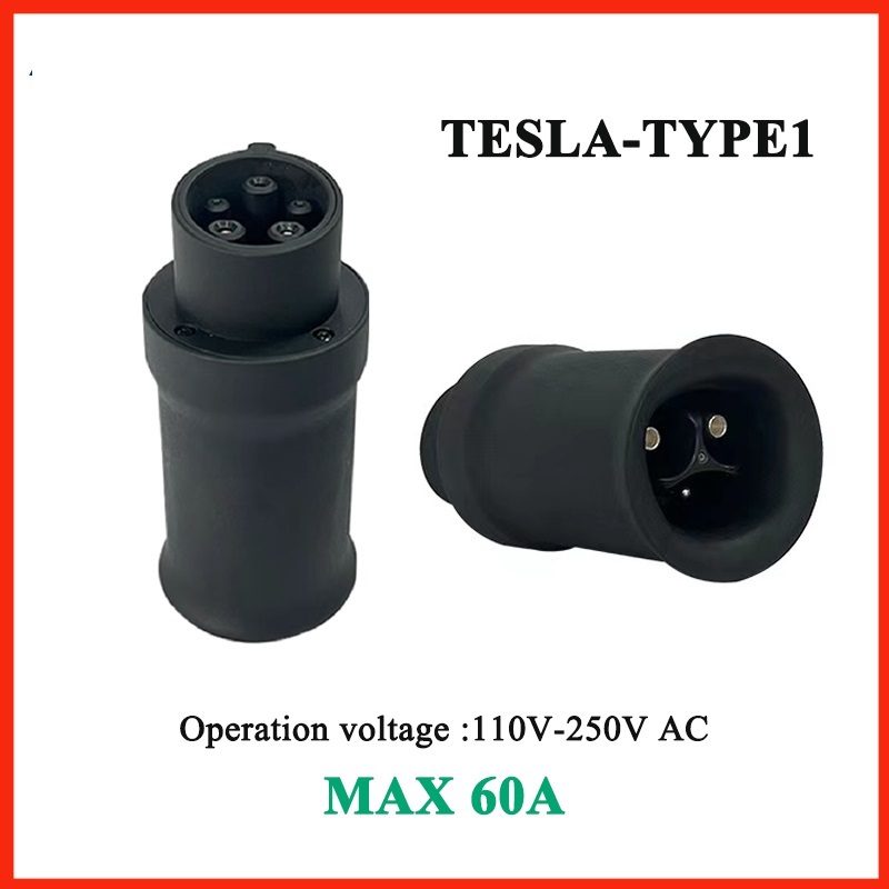 60A Tesla To Type1 EV Adaptor ใช้สําหรับ SAEJ1772 Type1 ยานพาหนะชาร์จ Tesla TO J1772 ไฟฟ้าอะแดปเตอร์