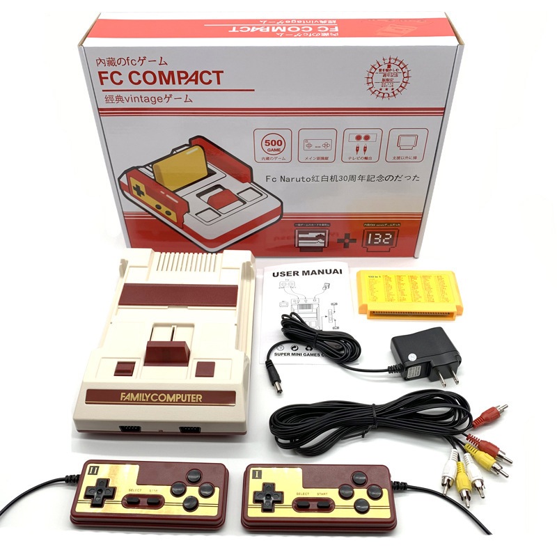 Fc.compact nostalgic FC เครื่องเล่นเกมทีวี, เครื่องสีแดงและสีขาวในบ้านย้อนยุคคิดถึง, เครื่องเล่นเกมใส่การ์ด 8 บิต, เกม 500+132 เกม