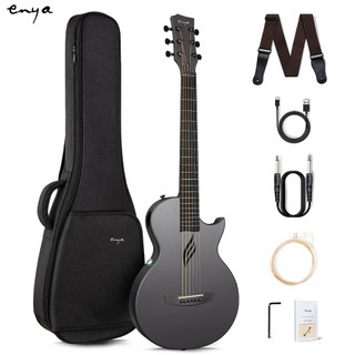 Enya NOVA Go SP1 Carbon Fiber Acoustic-Electric Guitar 35-Inch Travel Size with Smart AcousticPlus Bundle (Gig Bag, Strap, Charging Cable, Instrument Cable)