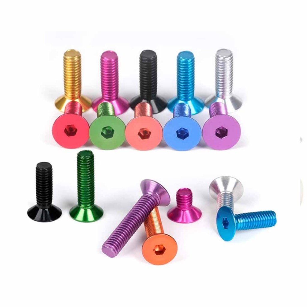 1pcs M3x6mm-M3x30mmM3 อลูมิเนียม Hex ซ็อกเก็ต Countersunk หัวแบนสกรูสลักเกลียว Anodised Countersunk หัวสกรู DIY