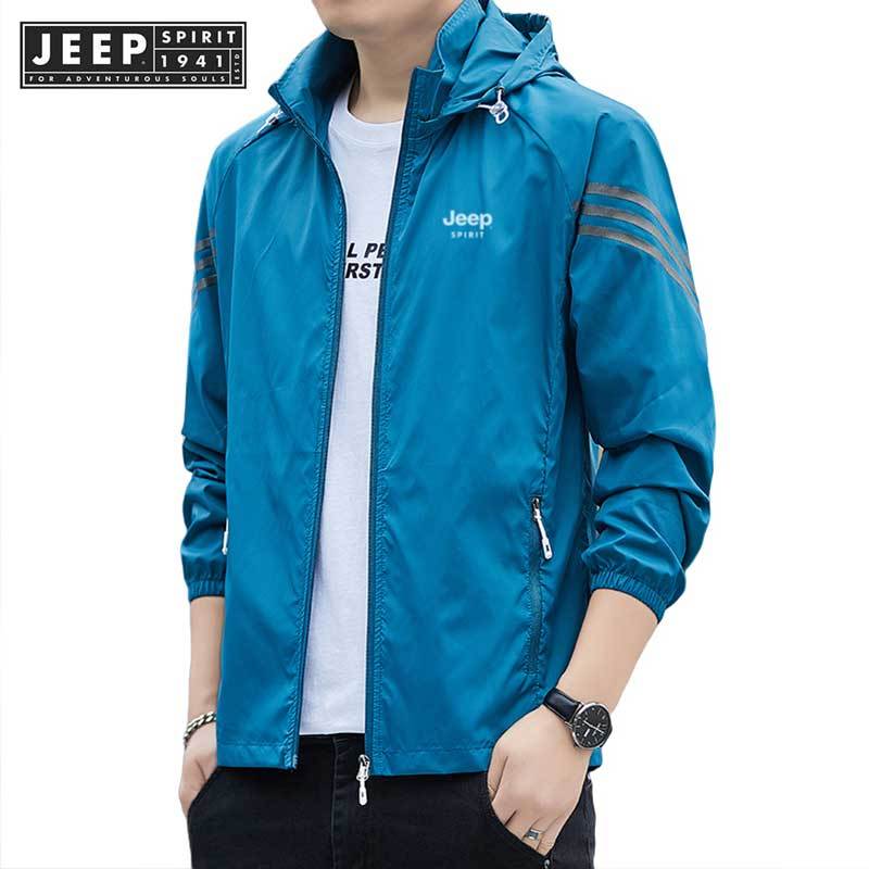 Jeep SPIRIT 1941 ESTD UPF50+เสื้อผ้าป้องกันแสงแดดผ้าไหมน้ําแข็งฤดูร้อนผู้ชายเสื้อสเวตเตอร์ถักขี่จักรยาน ราคา ถูกที่สุด ดีลบีเคเค รูปภาพหลัก