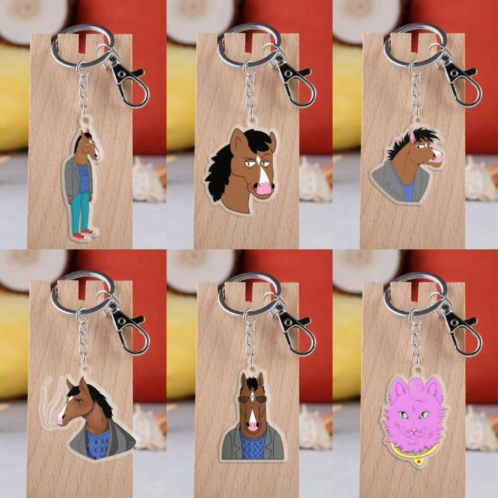 ชาย BoJack BoJack Horseman อะคริลิคสองด้านโปร่งใสพวงกุญแจจี้