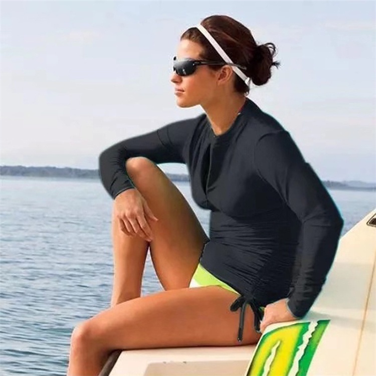 Sailbee ผู้หญิง UV Sun Protection แขนยาว Rash Guard Wetsuit ชุดว่ายน้ํา Top - รูปที่ 3
