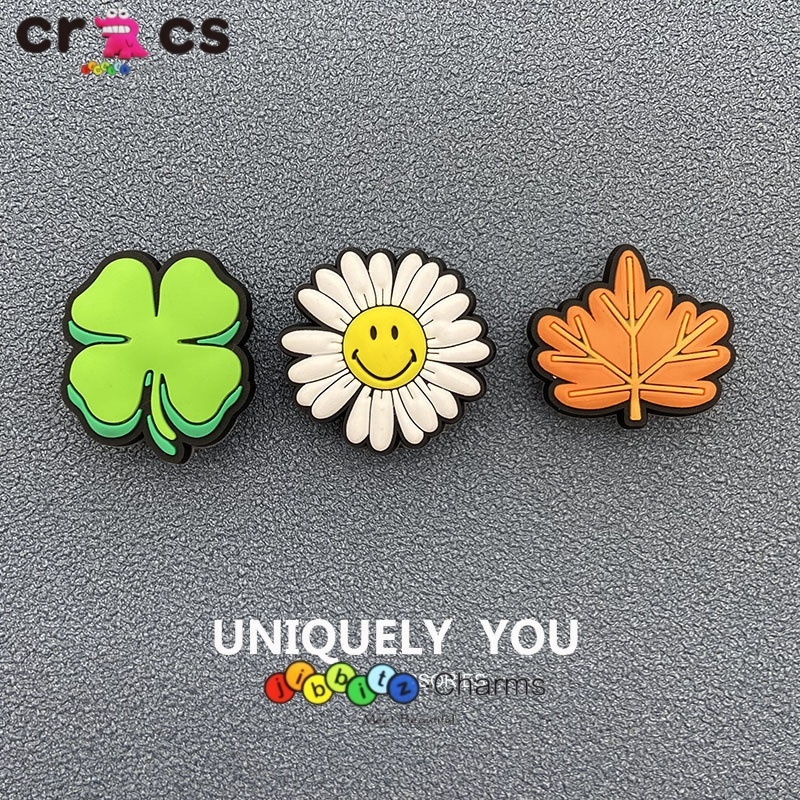 Crocs Jibbitz รองเท้าดอกไม้อุปกรณ์รองเท้าใบเมเปิ้ล/พืชสีเขียว/ต้นมะพร้าว DIY รูรองเท้าอุปกรณ์ตกแต่งหัวเข็มขัด