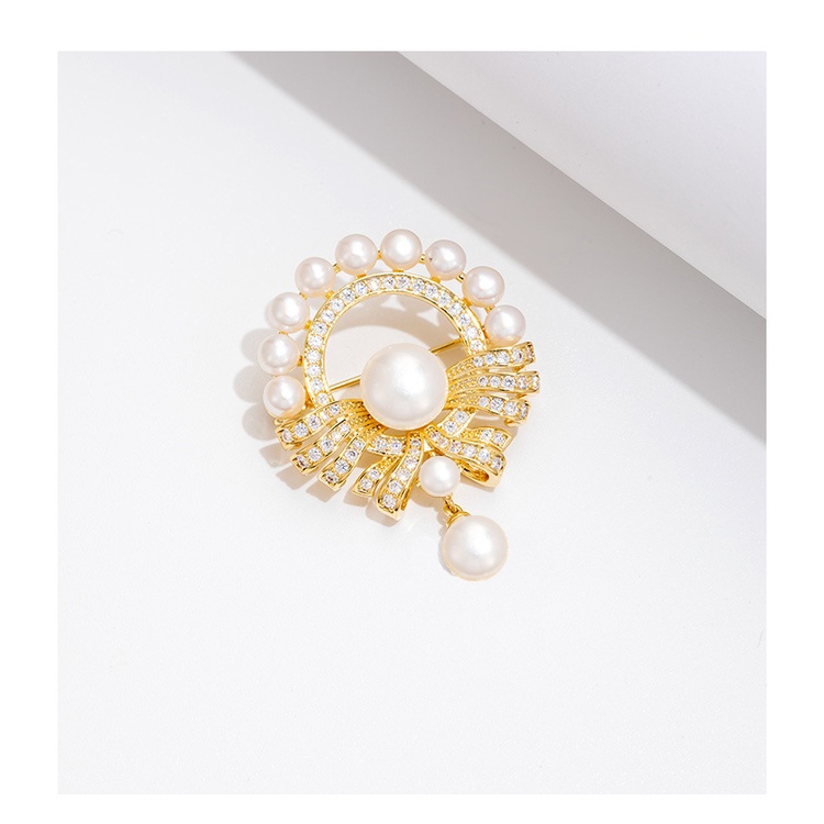 เข็มกลัด โลหะผสม รูปหยดน้ํา ประดับไข่มุก พลอยเทียม สไตล์เกาหลี ระดับไฮเอนด์ เครื่องประดับ สําหรับติดผ้าพันคอ - รูปที่ 4