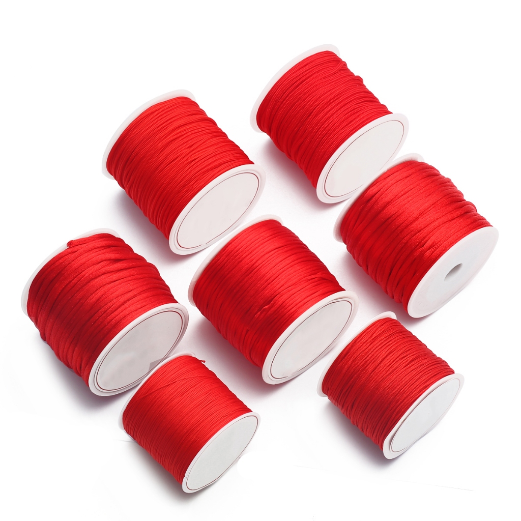 0.2/0.4/0.6/0.8/1.0/1.5/2.0/2.5 มม./ม้วนสีแดงสายไนลอนด้าย Knot สร้อยข้อมือ Braided String DIY พู่ประดับด้วยลูกปัดสายไฟ