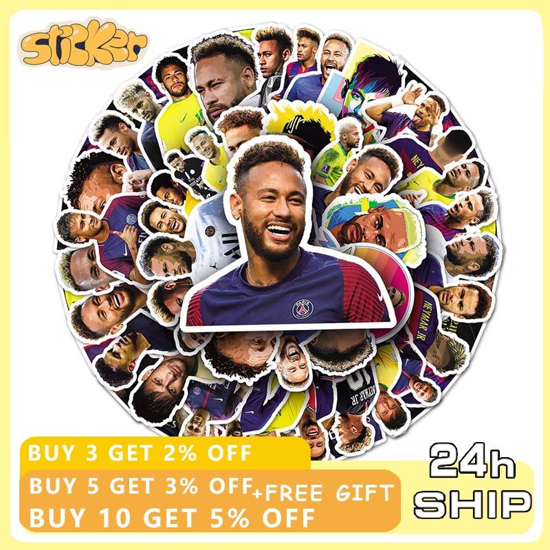 50ชิ้น เนย์มาร์ สติกเกอร์ฟุตบอลโลกฟุตบอลฟุตบอลดาวสําหรับกระเป๋าเดินทางแล็ปท็อปสติกเกอร์กันน้ําของเล่นเด็ก