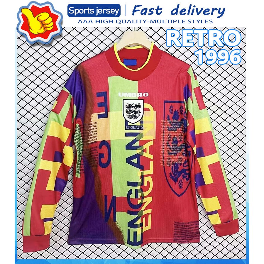 เสื้อเชิ้ตแขนยาวผู้รักษาประตูย้อนยุค 1996 อังกฤษที่ปรับแต่งได้
