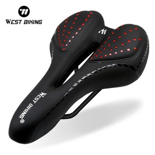 WEST BIKING Bike Saddle Silicone Cushion Pu Surface Silica Filled Gel Comfortable Cycling Seat Shockproof Bicycle