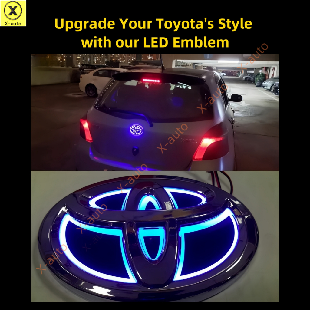 Toyota 5D รถ LED Emblem โลโก้ป้าย - เหมาะกับด้านหน้าและด้านหลัง - เปลี่ยนโลโก้ - เหมาะกับ RAV4 REIZ PRADO COROLLA CROWN YARIS VIOS CAMRY LANDCRUISER ALRHARD