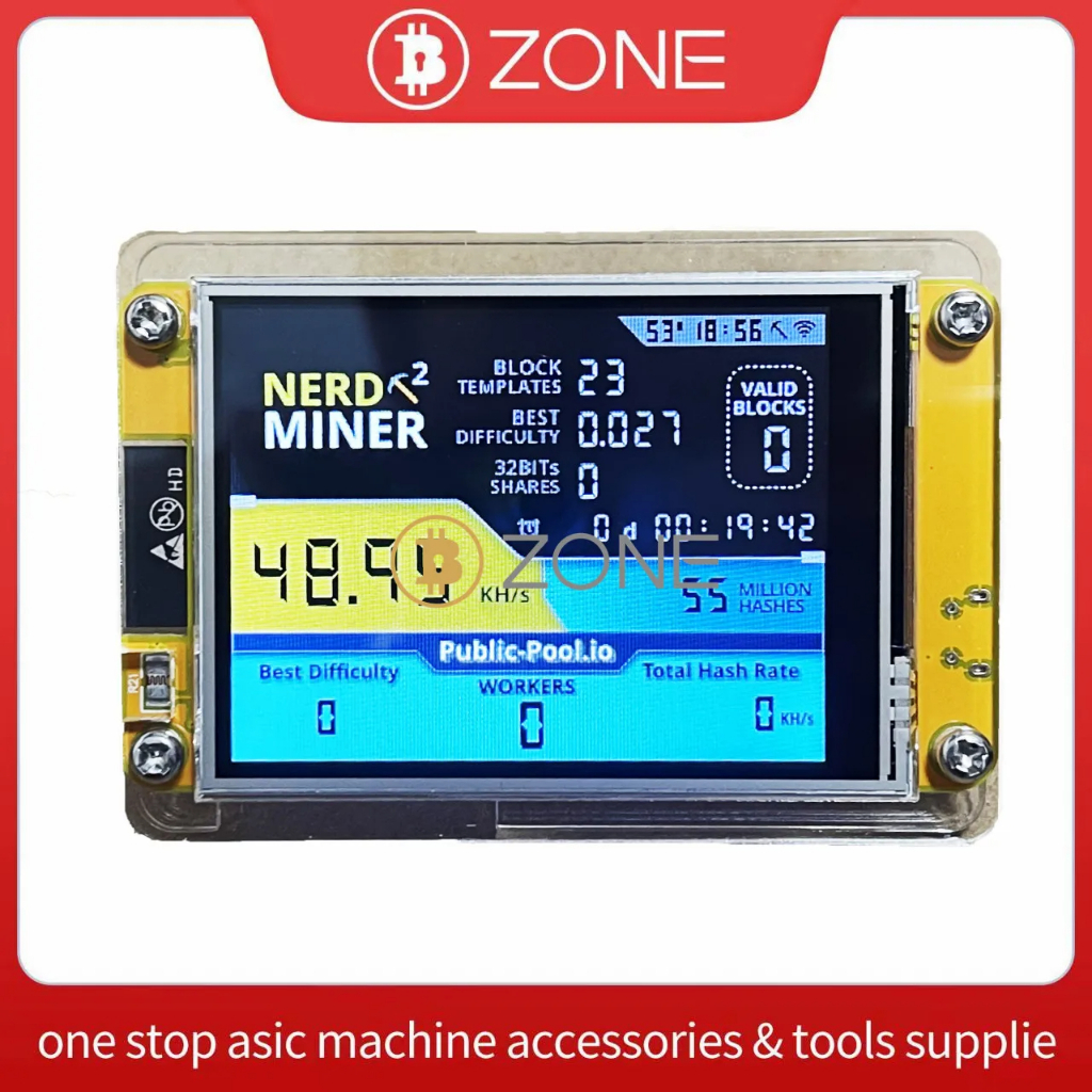 Bitcoin Nerd Miner V2.0 ESP32 2.8 นิ้ว Smart Touch Display BTC Solo Miner 49K/S Win Jackpot Bitcoin 