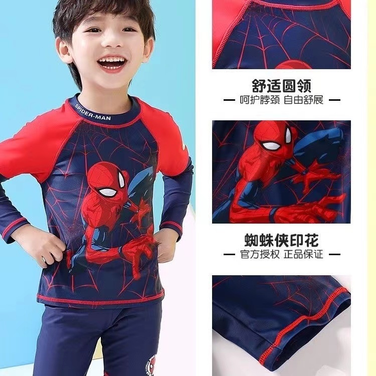 ‍♂️ชุดว่ายน้ำเด็ก สไปเดอร์แมนแขนยาว 3 ชิ้น (เสื้อ+กางเกง+หมวก) Spider-Man ราคา ถูกที่สุด ดีลบีเคเค แกลเลอรีภาพที่ 5