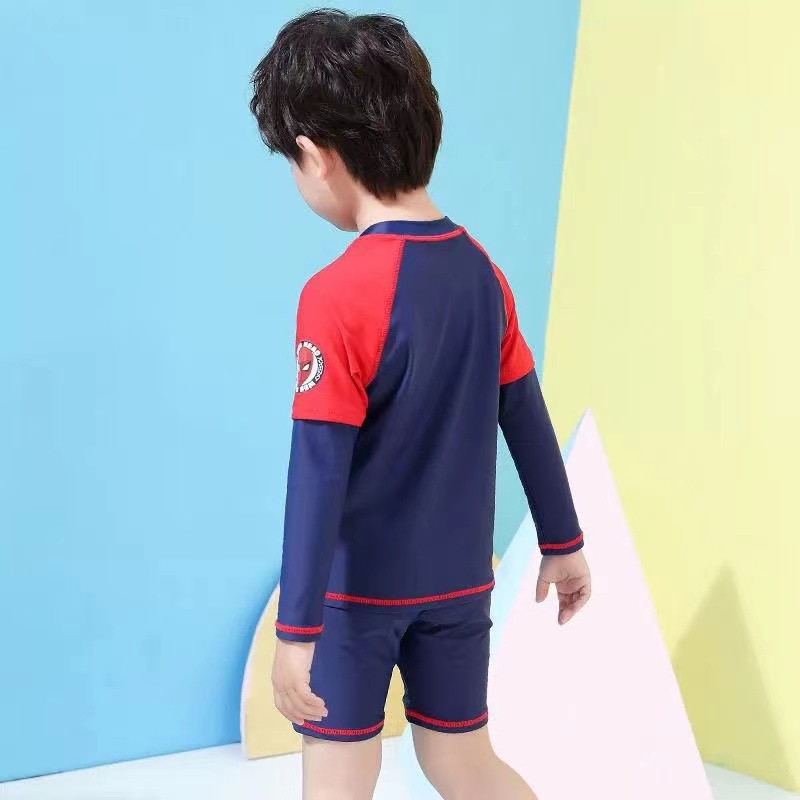 ‍♂️ชุดว่ายน้ำเด็ก สไปเดอร์แมนแขนยาว 3 ชิ้น (เสื้อ+กางเกง+หมวก) Spider-Man ราคา ถูกที่สุด ดีลบีเคเค แกลเลอรีภาพที่ 4