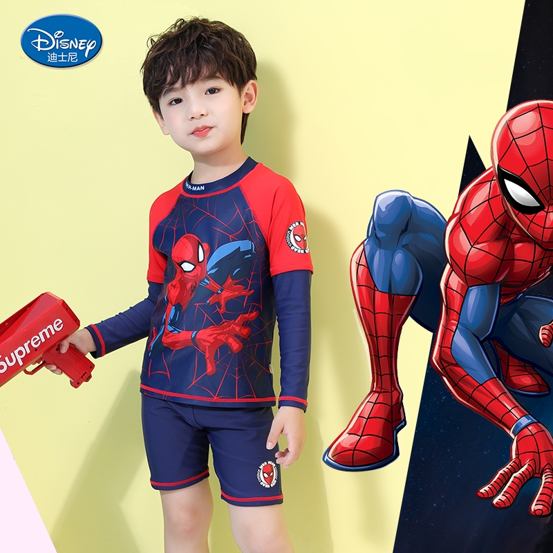 ‍♂️ชุดว่ายน้ำเด็ก สไปเดอร์แมนแขนยาว 3 ชิ้น (เสื้อ+กางเกง+หมวก) Spider-Man ราคา ถูกที่สุด ดีลบีเคเค รูปภาพหลัก