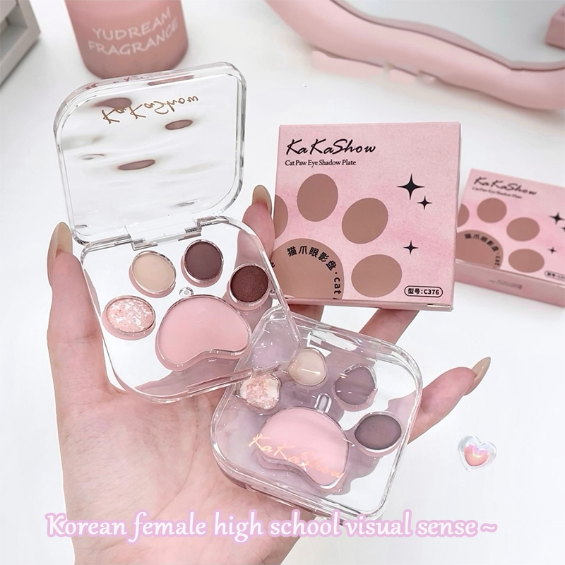 Kakashow พาเลทกรงเล็บแมวน่ารัก 5 สี ไฮไลท์อายแชโดว์ Pearlescent Powder อายแชโดว์กลิตเตอร์
