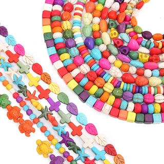 สีสังเคราะห์ Turquoise รูปร่างต่างๆของลูกปัดสีสําหรับ Handmade สร้อยข้อมือสร้อยคอพวงกุญแจ DIY Craft เครื่องประดับทําอุปกรณ์