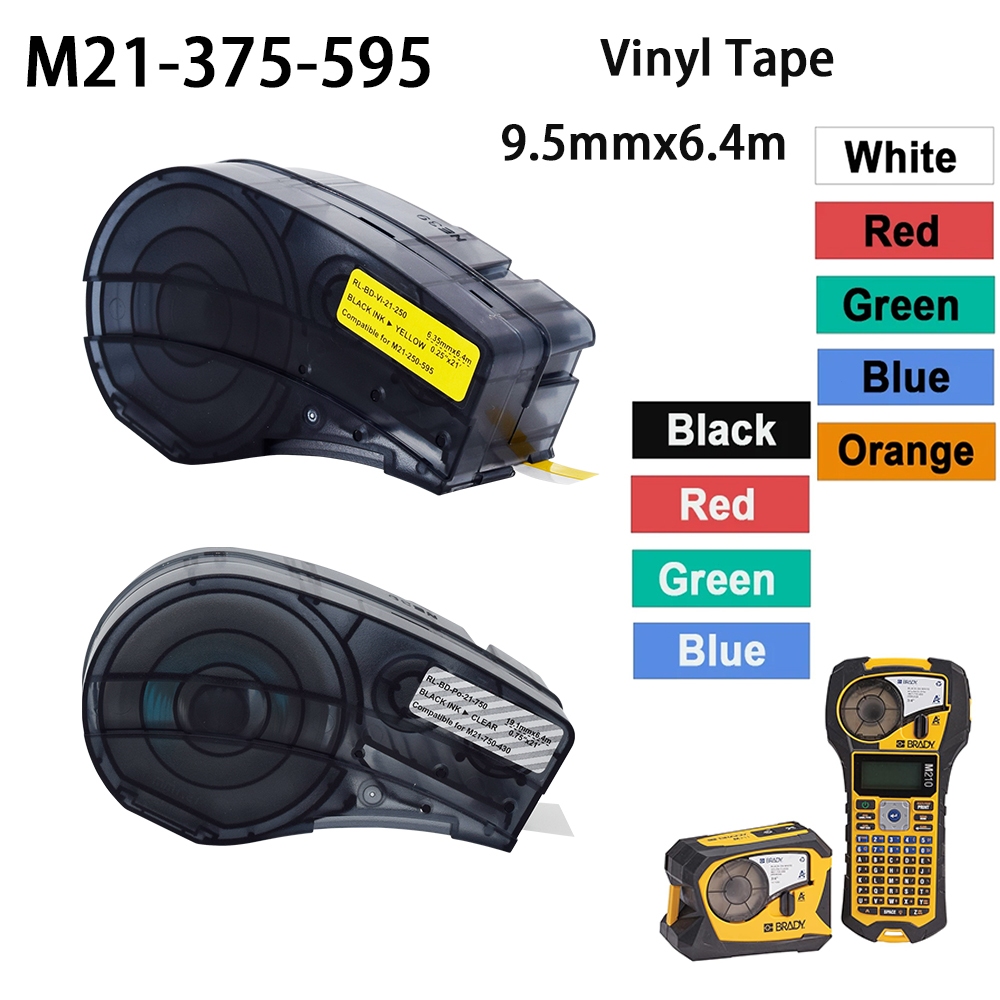 หลากสี M21-375-595 9.5mmx6.4m Self-กาวไวนิล Label ใช้งานร่วมกับ BRADY BMP21 PLUS เครื่องพิมพ์สําหรับ M21-375-595 ป้ายไวนิล
