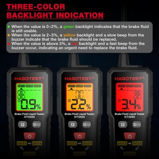 Habotest HT5009 เครื่องทดสอบของเหลวน้ํามันเบรก LCD น้ํามันเบรกดิจิตอลตรวจจับปากกาน้ํามันเบรกรถยนต์เนื้อหาเครื่องตรวจจับสัญญาณเตือน