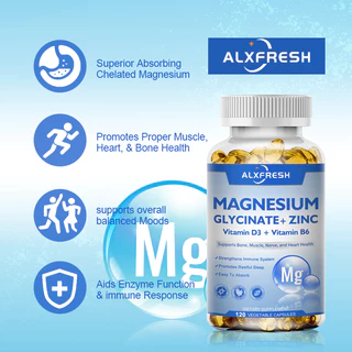 Alxfresh Magnesium Glycinate 500mg ผลิตภัณฑ์เสริมอาหารสําหรับผู้หญิงและผู้ชายการนอนหลับธรรมชาติสนับสนุนสุขภาพกระดูกภูมิคุ้มกันอารมณ์สนับสนุนสุขภาพหัวใจ