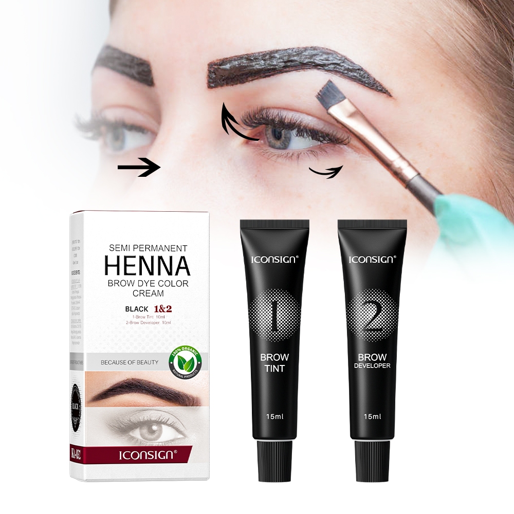 Iconsign Eyebrow And Eyelash/Skin Stain Henna Tint Kit 15ml 2In1 Dye Create The Perfect Beauty Makeup