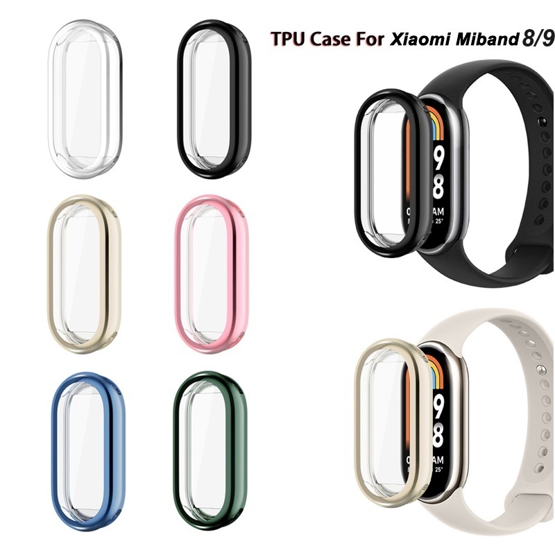 เคส TPU สําหรับ Xiaomi Miband 10 9 8 Mi Band 8 9 Soft Plated Shiny Slim Full Cover