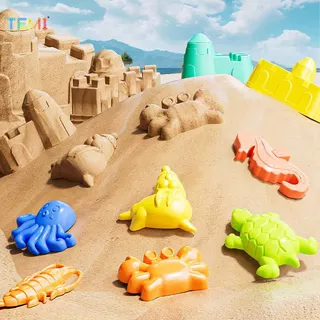 Temi 7 ชิ้นของเล่นชายหาดสําหรับเด็กรวมทั้งถังทราย, บัวรดน้ํา, คราด, พลั่วชายหาด Sandbox ของเล่น