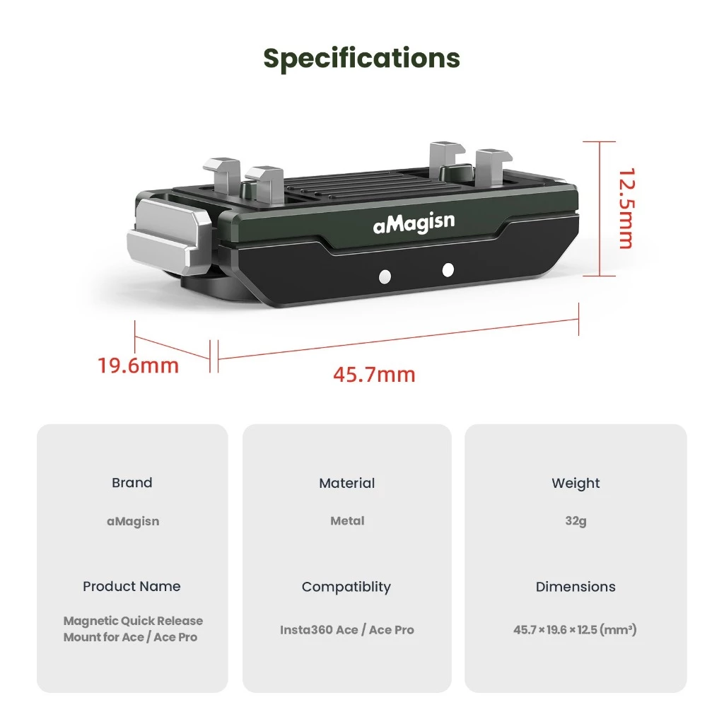 【🇹🇭 กรุงเทพฯ】aMagisn ที่ยึดถอดเร็วสำหรับ Insta360 X4 Air/Ace Pro 2/X5 อแดปเตอร์แม่เหล็กอลูมิเนียม เกลียว 1/4" อุปกรณ์เสริม Insta360 Ace Pro 2 thumbnail 10