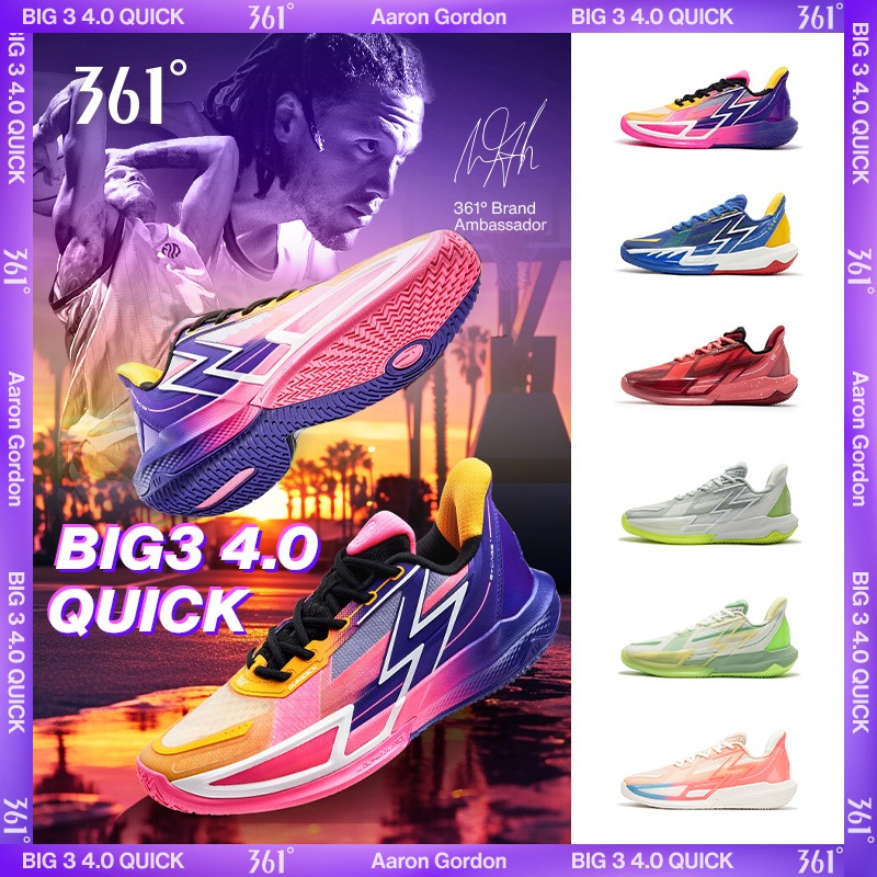 รองเท้าผ้าใบบาสเก็ตบอล ข้อสั้น ทนต่อการสึกหรอ 361 องศา Big3 4.0 สําหรับผู้ชาย 572321105