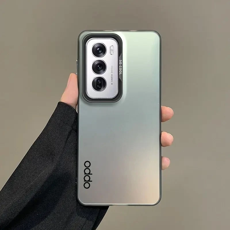 เคสโทรศัพท์สําหรับOPPO Reno 13 14 12 11 10 ProกรณีOPPO Reno 14F 13F 12F 11F 8T 4G 5G 8Z 7Z 6 4 5 7 8 Liteปกหรูหราโลหะออโรร่าผิวMatte Cover