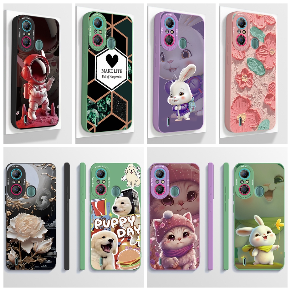 Itel A58 Pro / A58 / Itel A49 LTE / A49 A661L ความงามการ์ตูนนักบินอวกาศ Full Matte Soft TPU เคสซิลิโคนฝาครอบปลอกกันชน