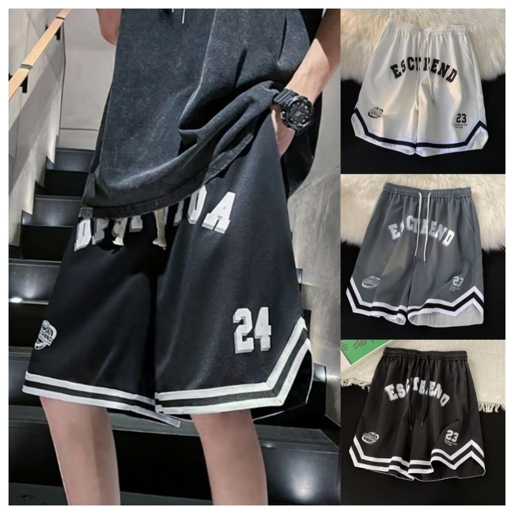 กางเกงขาสั้นผู้ชาย พิมพ์ลายตัวอักษรแฟชั่น ขนาดใหญ่ รุ่นบาง ทั้งหมด-จับคู่