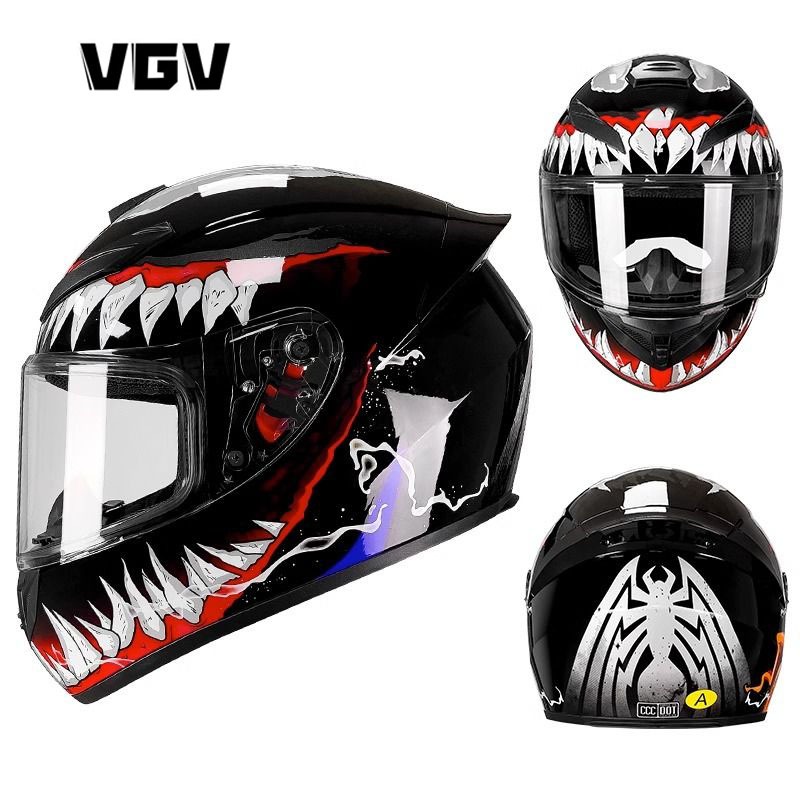 VGV หมวกกันน็อกรถจักรยานยนต์มีใบรับรอง DOT เต็มหน้าแฟชั่นสี่ฤดูกาลหมวกกันน็อกสากลชายและหญิงติดตั้งบล