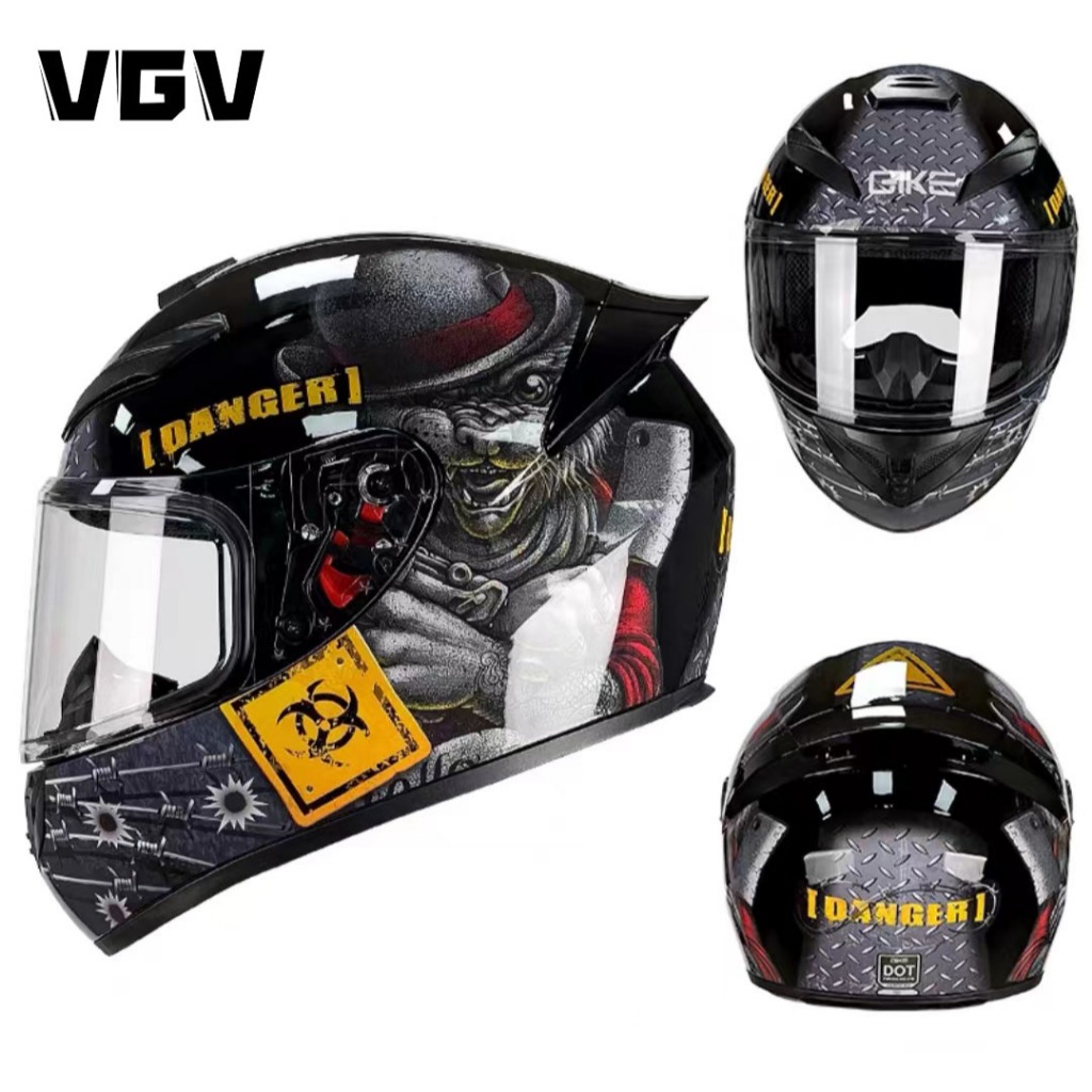 VGV หมวกกันน็อกรถจักรยานยนต์มีใบรับรอง DOT เต็มหน้าแฟชั่นสี่ฤดูกาลหมวกกันน็อกสากลชายและหญิงติดตั้งบล