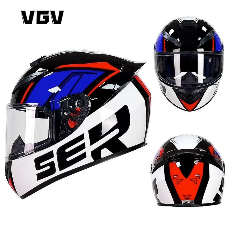 VGV หมวกกันน็อกรถจักรยานยนต์มีใบรับรอง DOT เต็มหน้าแฟชั่นสี่ฤดูกาลหมวกกันน็อกสากลชายและหญิงติดตั้งบล