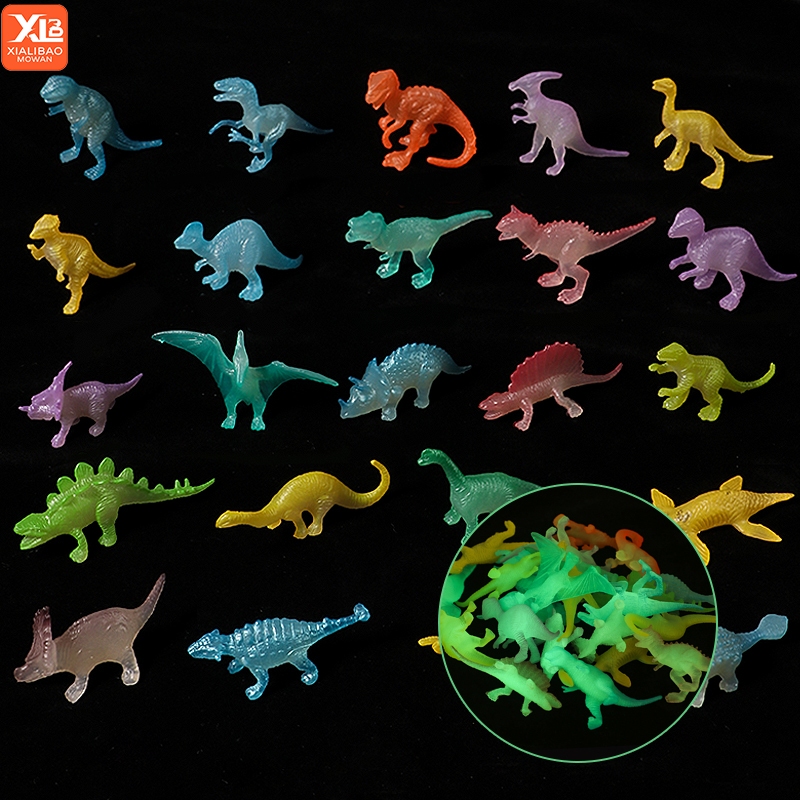 24 ชิ้น/ถุง Mini Luminous ไดโนเสาร์เรืองแสงใน Dark Dino ของเล่นเด็กทารกเค้กตกแต่งของขวัญสําหรับเด็ก