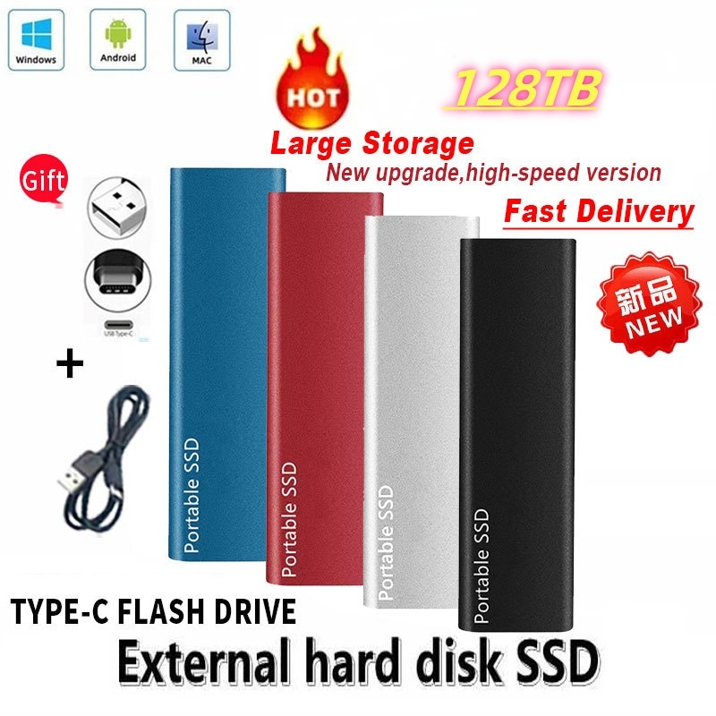 Ssd แบบพกพาเดิม 1TB 8TB 32T 64TB 128T USB 3.1Type-C ภายนอกความเร็วสูงมือถือไดรฟ์ solid-state