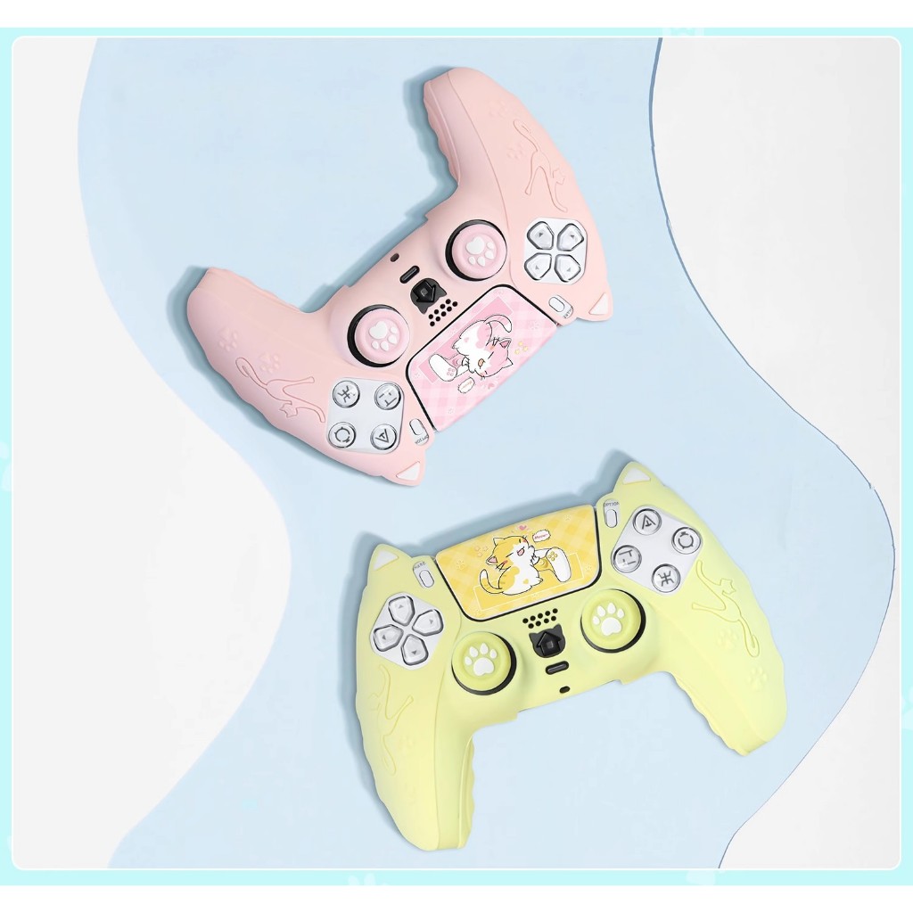 สําหรับ PS5 7 สี Cat Paw ซิลิโคนนุ่มสติกเกอร์ผิวสําหรับ Nintendo Switch Pro Sony Dualsense 5 PS5 Controller กรณี Thumb Stick Grip หมวก