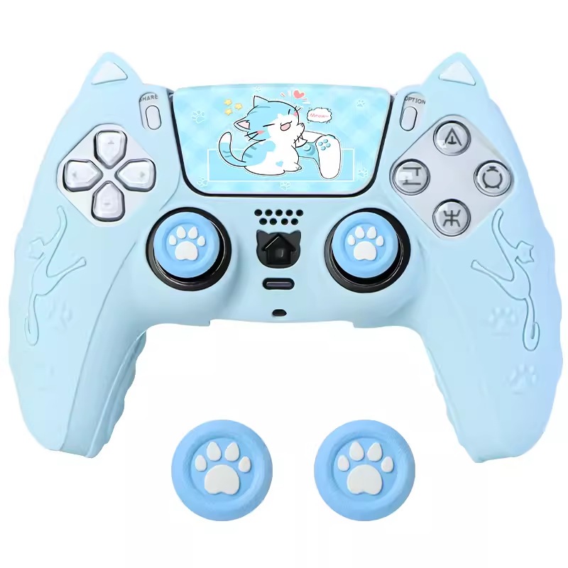 สําหรับ PS5 7 สี Cat Paw ซิลิโคนนุ่มสติกเกอร์ผิวสําหรับ Nintendo Switch Pro Sony Dualsense 5 PS5 Controller กรณี Thumb Stick Grip หมวก