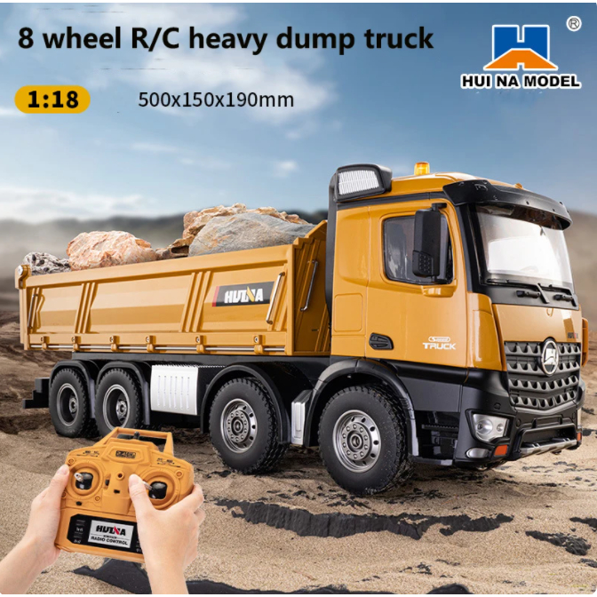 Huina 1536 R/C โลหะผสม Heavy Dump รถบรรทุก 1/18 Scale รีโมทคอนโทรลรถก่อสร้างวิศวกรโหลดรถ Rc รถของเล่นของขวัญ