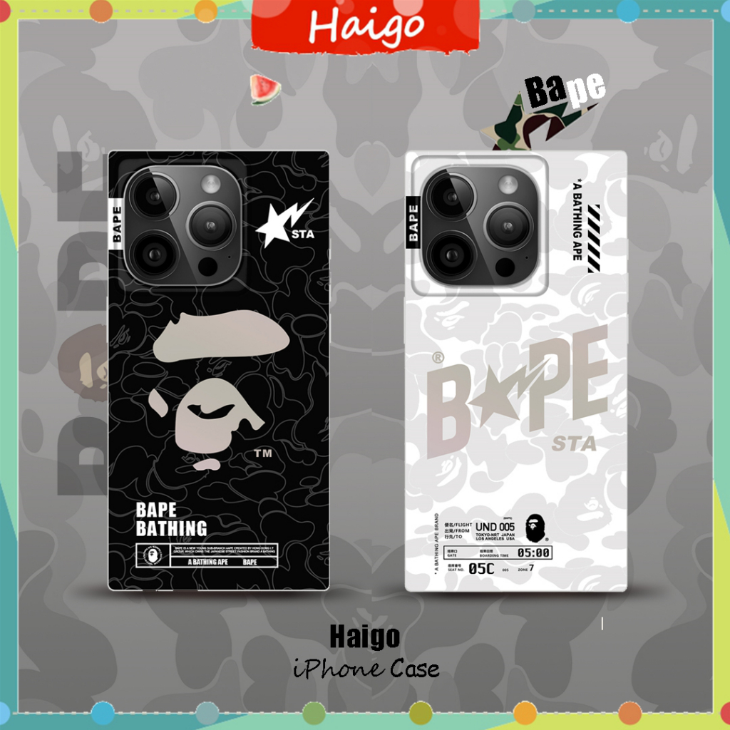 เคสโทรศัพท์พลาสติกแข็งเลเซอร์แฟชั่น BAPE เหมาะสําหรับ iPhone 16 16PRO 16PROMAX 15PRO 15PROMAX 14 13 12 Mini 11 PRO MAX 6/6s 7/8plus SE2 X/XS XR XSMAX HG6883