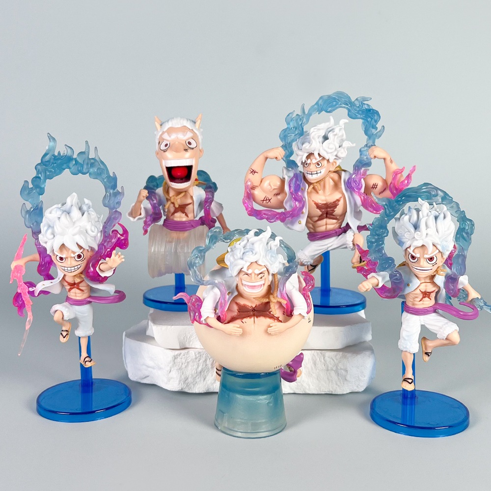 5 ชิ้น/เซ็ต 9-14.5 ซม.อะนิเมะ One Piece รูปลิง D Luffy เกียร์ 5 Sun God Nika เทคนิคพิเศษรุ่น Q PVC Action Figures ตุ๊กตาของเล่น