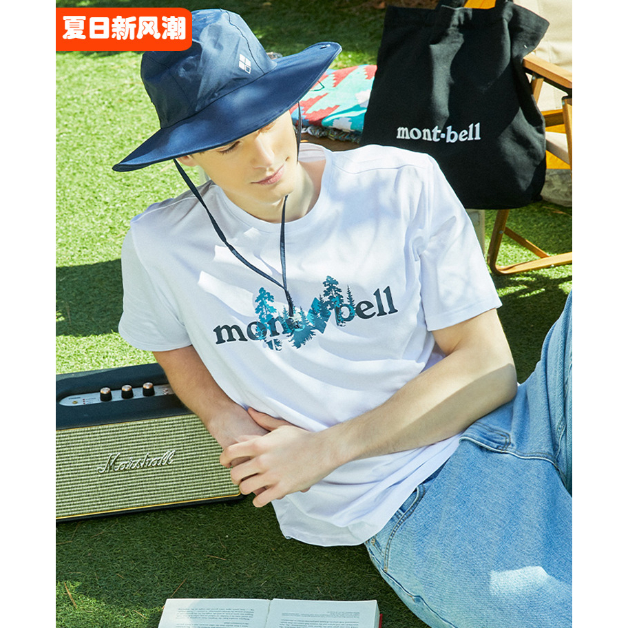 Montbell เสื้อยืดคอกลมผู้ชายแขนสั้นสําหรับเล่นกีฬาระบายอากาศและซับเหงื่อ