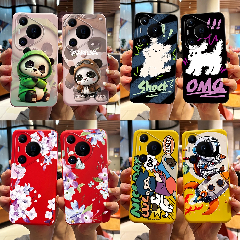 สําหรับ Huawei PURA 70 ADY-LX9 / PURA 70 Pro HBN-LX9 ซิลิโคนนุ่ม TPU ป้องกันเคสโทรศัพท์ Pura70 70pro น่ารักทาสีพิมพ์ปกหลัง