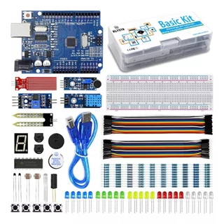 KLYSTR Basic Starter Kit สําหรับ Arduino Uno R3 พร้อมรหัสกวดวิชา Breadboard จัมเปอร์ลวด Led ไดโอดหลีกเลี่ยงอุปสรรคโมดูล