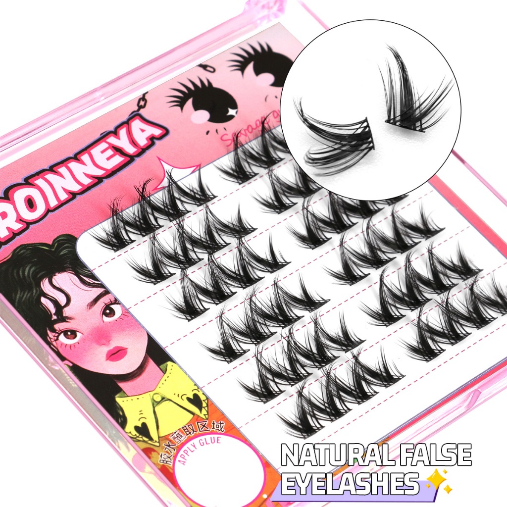 Groinneya คุณภาพสูง Lash Clusters ชุดขนตาธรรมชาติ 3D มังงะ Lashes ปริมาณขนตา Cluster กันน้ํา Strong DIY Lashes Extension