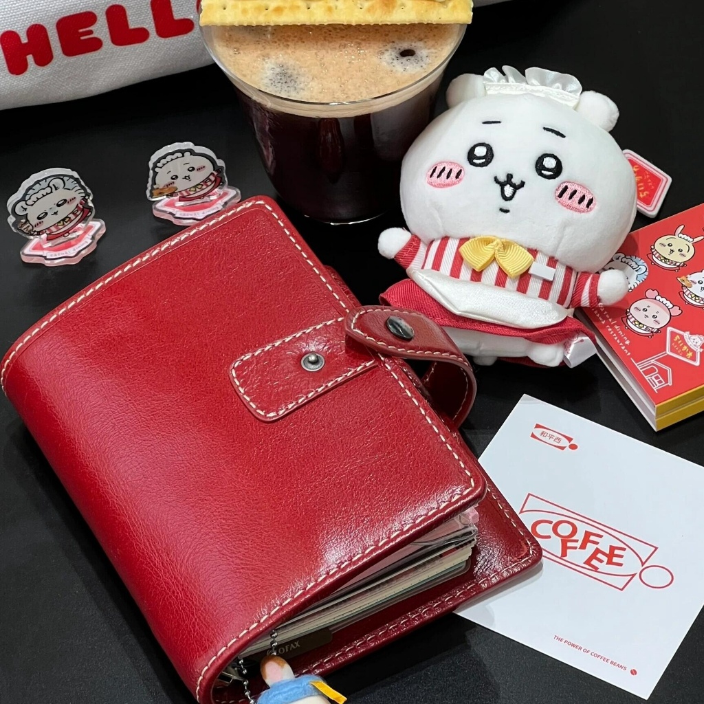 Redbook m5 เชอร์รี่สีแดงหลวมใบสมุดบัญชีมือเดินทาง ageda โน๊ตบุ๊คมินิการ์ดหนังสือแบบพกพา notepad เครื่องเขียน