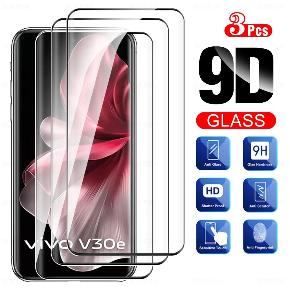 1-3 ชิ้นกระจกป้องกันด้านหน้าสําหรับ vivo V30e 5G 2024 ตัวป้องกันหน้าจอโค้งเต็มรูปแบบ vivo V30e V30e V30 e ฟิล์มกระจกนิรภัย