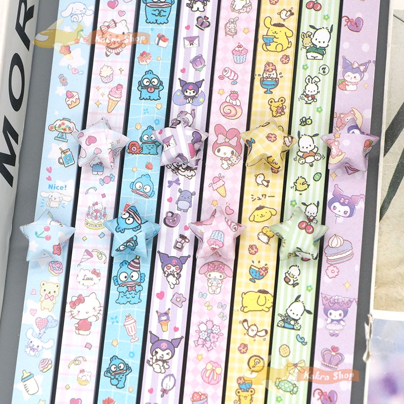 480ชิ้น ดาวกระดาษ ซานริโอ การ์ตูน กระดาษพับ DIY โชคดีดาวกระดาษ Sanrio Origami Paper เด็ก ทำด้วยมือ ของขวัญ