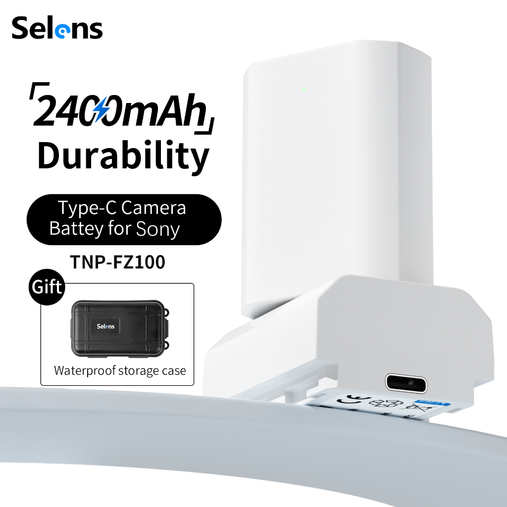 Selens NP-FZ100 แบตเตอรี่กล้อง Dual Charger กล่องชาร์จสําหรับ Sony A9 A7RV A7III A7RIII A7SIII A7RIV A7C FX30 A6600 A9II
